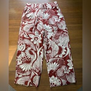 Christian Siriano Linen Wide Leg Pants Size Medium Rust and Cream Coloring